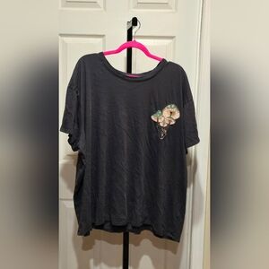 Torrid Charcoal Gray Embroidered Beaded Mushroom Graphic Relaxed Fit T-Shirt
